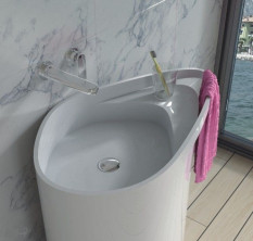 Раковина напольная с полотенцедержателем NS bath из искусственного камня, глянцевая, NSF-8572G