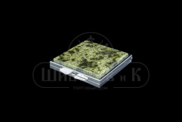 Sv23-00060 Зеркало карманное квадратное с накладкой змеевик (Баженовский) двустороннее 60*70*10 мм