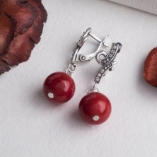 Серьги шар 12, зигзаг 'Коралл'