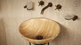 Каменная раковина Sfera из коричневого травертина Travertino Noce
