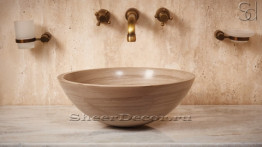 Коричневая раковина Sfera из натурального мрамора Striato Eleganto